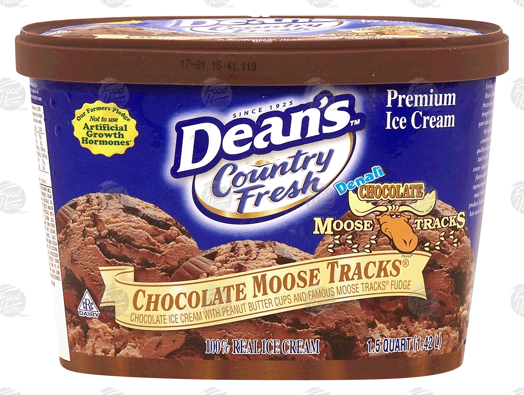 Dean's Country Fresh chocolate moose tracks; chocolate ice cream with peanut butter cups and fudge Full-Size Picture